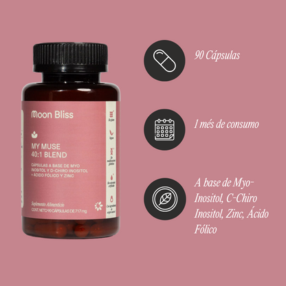 MY MUSE® (Myo y D-Chiro Inositol + Ácido Fólico + Zinc)